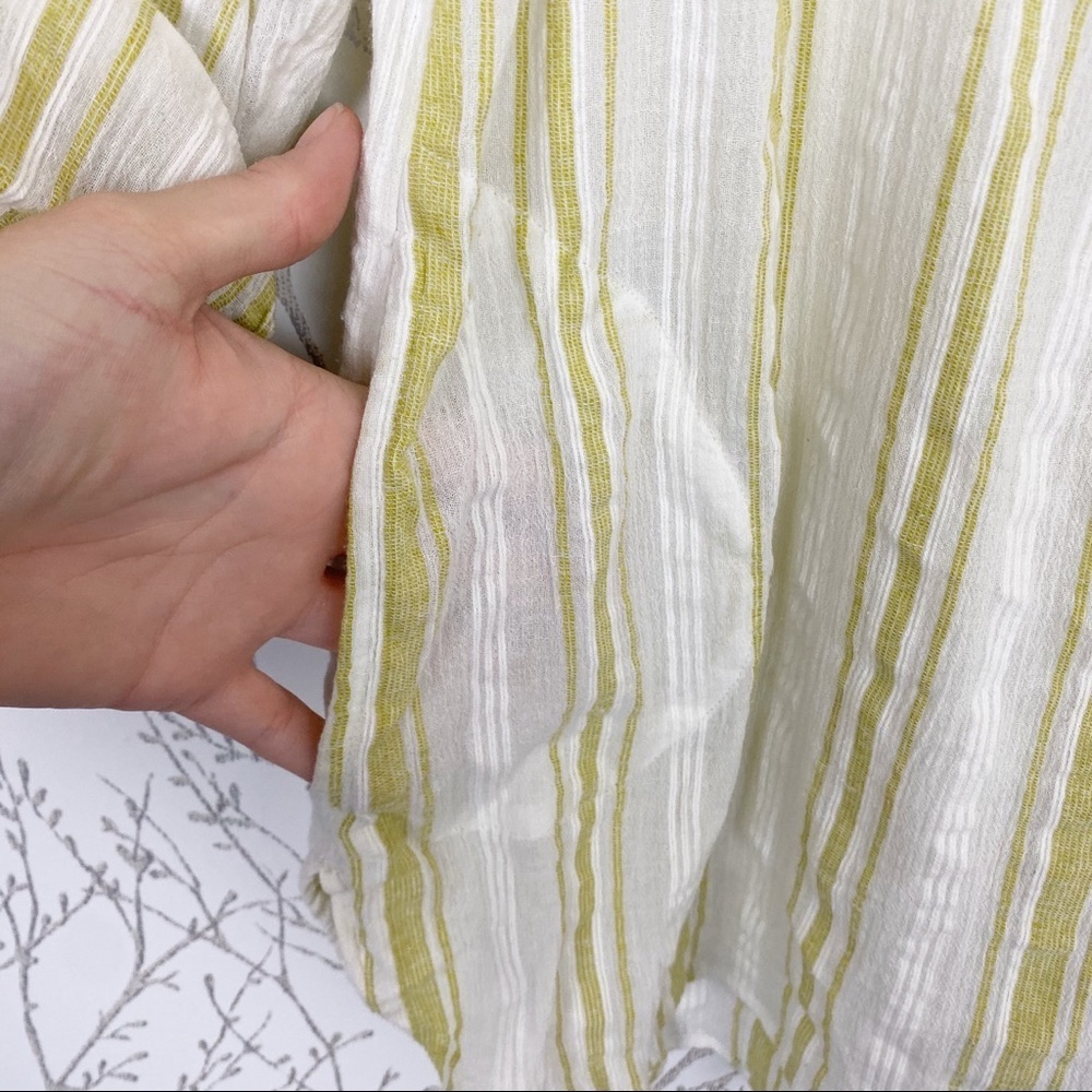 SOFT SURROUNDINGS Elisha Turquoise Beaded Cotton Stripe Tunic Top Blouse M - Picture 11 of 15